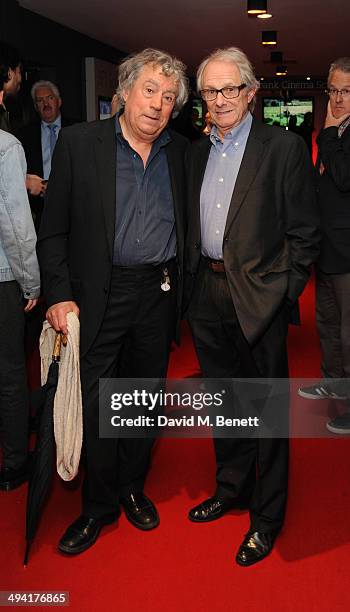 Terry Jones and Ken Loach attends the UK Film Premiere of "Jimmy's Hall" at BFI Southbank on May 28, 2014 in London, England.