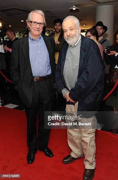 Ken Loach and Mike Leigh attends the UK Film Premiere of "Jimmy's Hall" at BFI Southbank on May 28, 2014 in London, England.