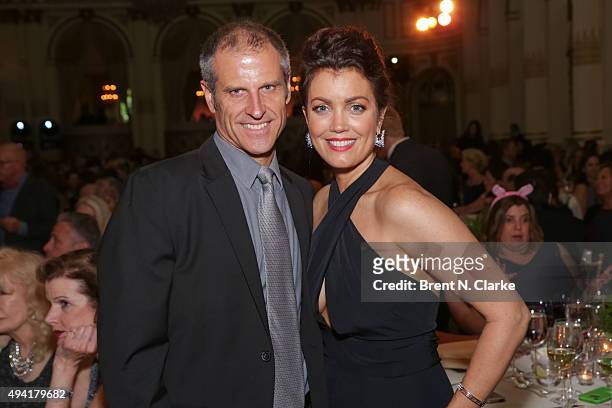Author/president and co-founder of Farm Sanctuary Gene Baur and actress Bellamy Young attend the 2015 Farm Sanctuary Gala held at The Plaza Hotel on...
