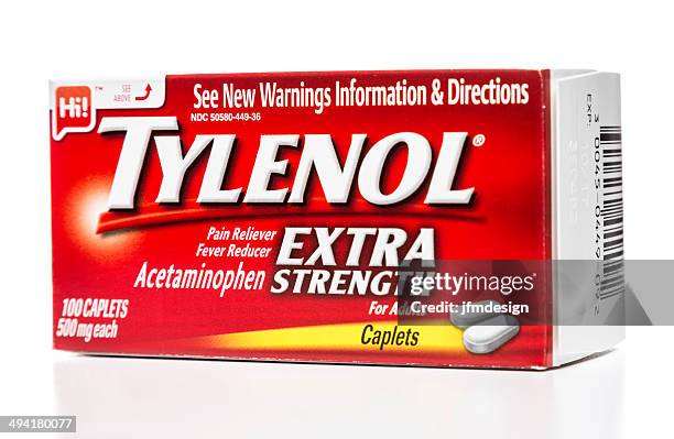 tylenol extra strength for adults box - tylenol stock pictures, royalty-free photos & images