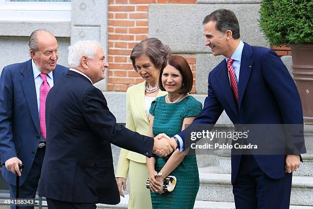 Spanish Royals King Juan Carlos, Queen Sofia and Prince Felipe Meet President of Panama Ricardo Martinelli and wife Marta Linares de Martinelli at...