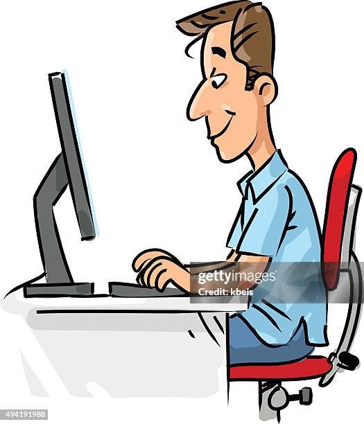 Men Working Keyboard 120 Keyboard Typing White Background High Res Illustrations - Getty Images