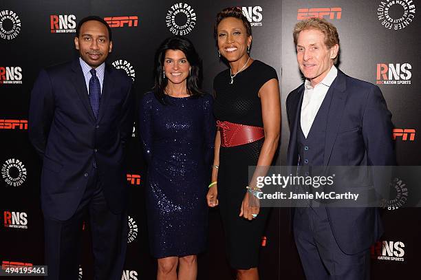 Stephen A. Smith, Paley Center CEO and President Maureen J. Reidy, Robin Roberts, Former Anchor, ESPN and Skip Bayless attend the Paley Prize Gala...