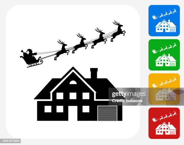 santa's slay over the house icon flat graphic design - hitman stock illustrations