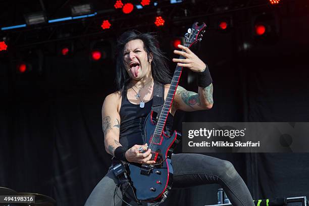 Guitarist Jinxx of Black Veil Brides performs at 2015 Monster Energy Aftershock Festival at Gibson Ranch County Park on October 24, 2015 in...