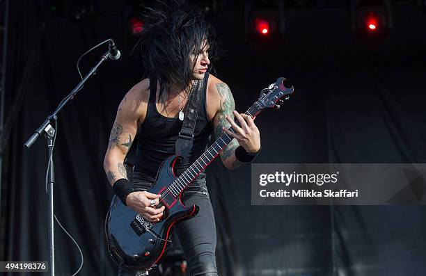 Guitarist Jinxx of Black Veil Brides performs at 2015 Monster Energy Aftershock Festival at Gibson Ranch County Park on October 24, 2015 in...