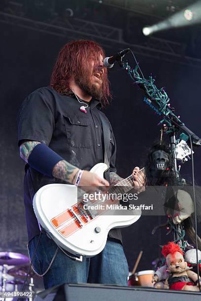 Vocalist Shaun Morgan of Seether performs at 2015 Monster Energy Aftershock Festival at Gibson Ranch County Park on October 24, 2015 in Sacramento,...