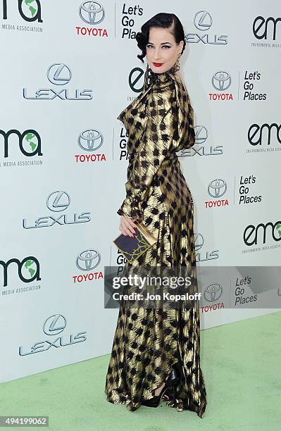 Dita Von Teese arrives at Environmental Media Association Hosts Its 25th Annual EMA Awards Presented By Toyota And Lexus at Warner Bros. Studios on...