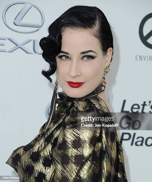 Dita Von Teese arrives at Environmental Media Association Hosts Its 25th Annual EMA Awards Presented By Toyota And Lexus at Warner Bros. Studios on...