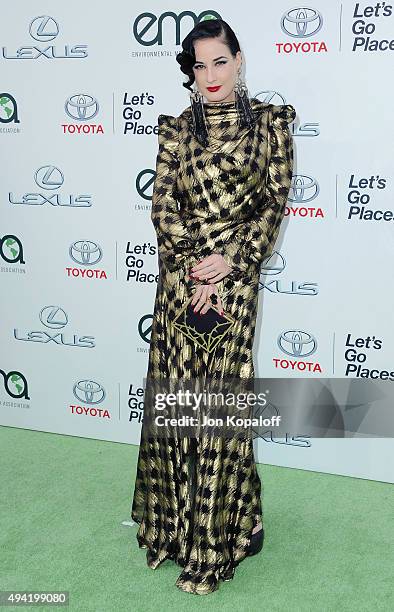 Dita Von Teese arrives at Environmental Media Association Hosts Its 25th Annual EMA Awards Presented By Toyota And Lexus at Warner Bros. Studios on...