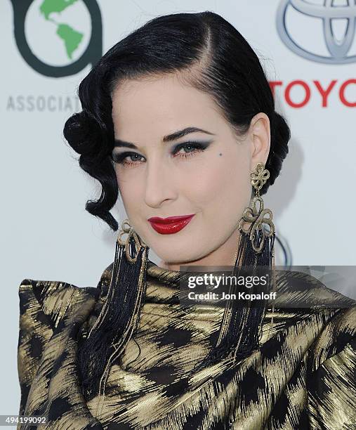 Dita Von Teese arrives at Environmental Media Association Hosts Its 25th Annual EMA Awards Presented By Toyota And Lexus at Warner Bros. Studios on...