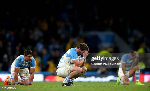 Julian Montoya of Argentina shows his dejection at the final whistle during the 2015 Rugby World Cup Semi Final match between Argentina and Australia...