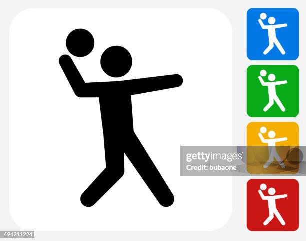 stockillustraties, clipart, cartoons en iconen met serving icon flat graphic design - playing dodgeball