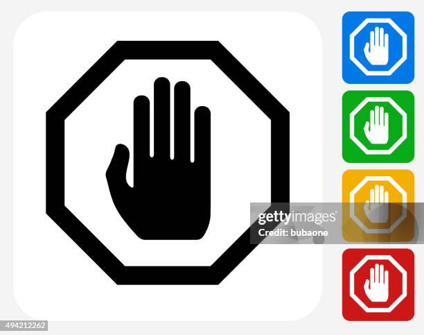 stop sign icon flat graphic design - tsa stock illustrations