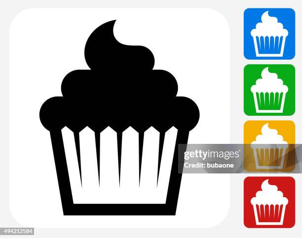 stockillustraties, clipart, cartoons en iconen met cupcake icon flat graphic design - cupcake