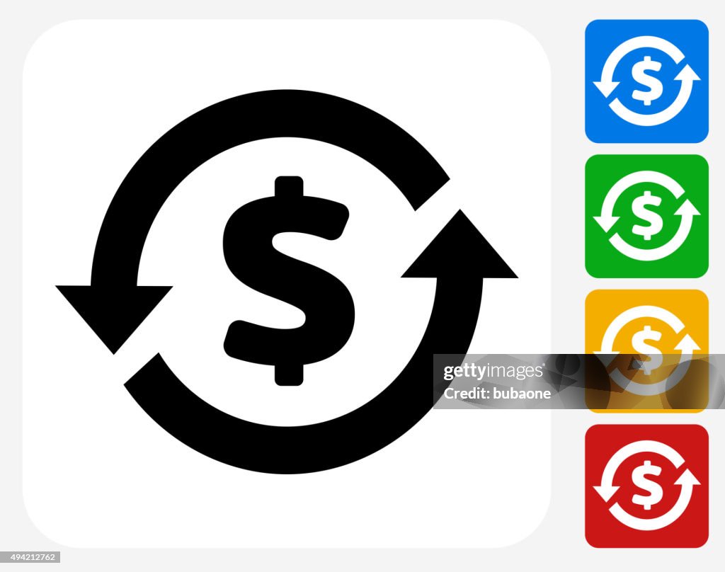 Dinheiro a circulação plana ícone de Design gráfico