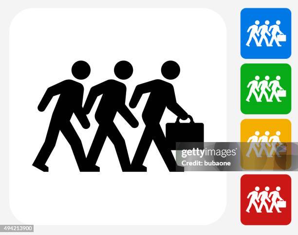 businessmen walking icon flat graphic design - stickman stock illustrations