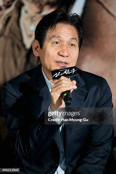 South Korean actor Ahn Sung-Ki attends "The Divinemove" press conference at MEGA Box on May 28, 2014 in Seoul, South Korea.