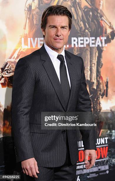 Actor Tom Cruise attends the "Edge Of Tomorrow" red carpet repeat fan premiere tour at AMC Loews Lincoln Square on May 28, 2014 in New York City.