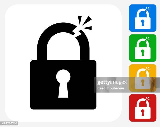 stockillustraties, clipart, cartoons en iconen met clipped lock icon flat graphic design - op slot doen