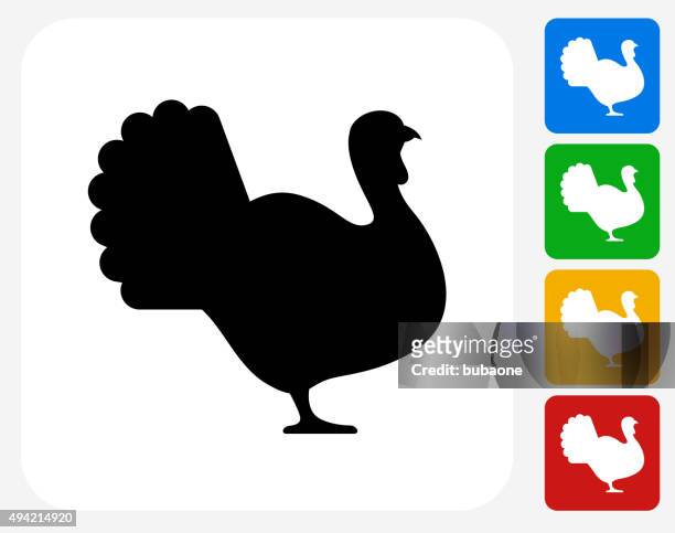 stockillustraties, clipart, cartoons en iconen met turkey icon flat graphic design - kalkoen