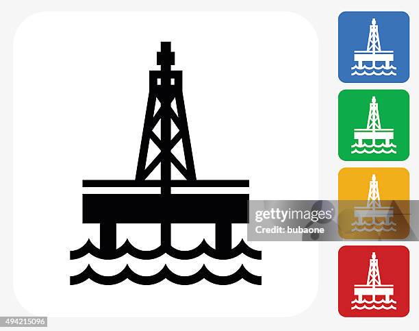oil drill icon flat graphic design - offshore platform stock illustrations