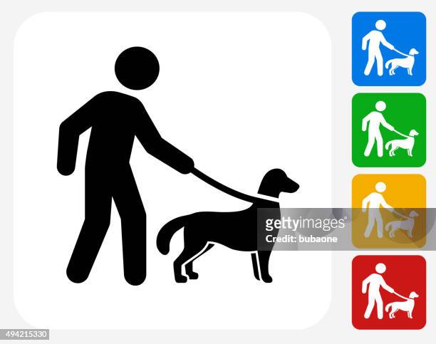 disability dog icon flat graphic design - leash 幅插畫檔、美工圖案、卡通及圖標