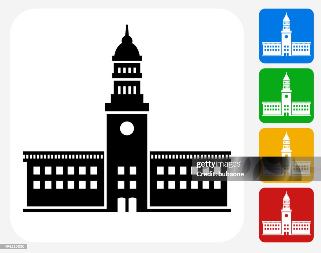 Station Icon Flat Graphic Design
