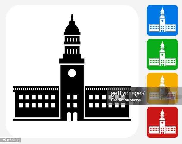 station icon flat graphic design - city hall stock illustrations