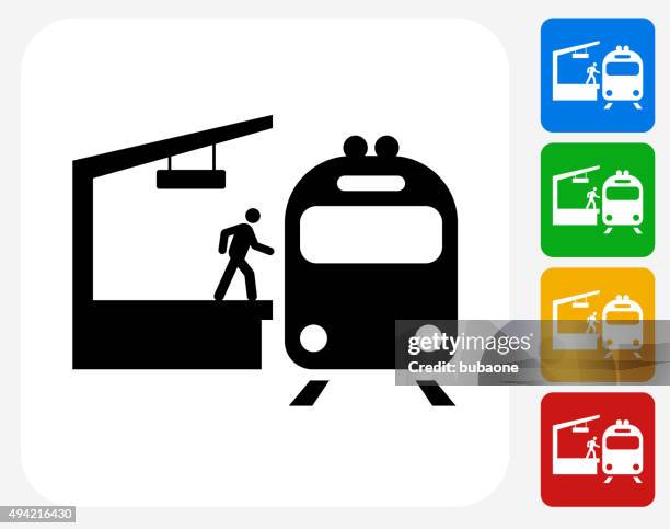 train stop icon flat graphic design - getting in train stock illustrations