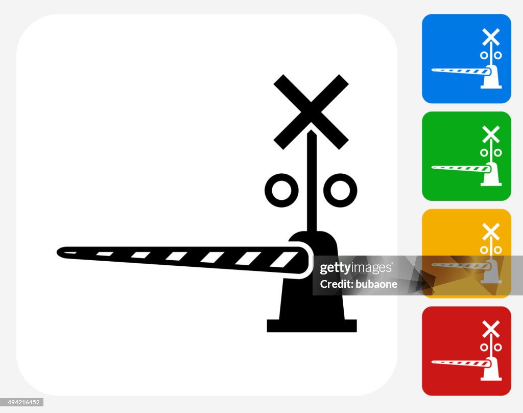 Train Crossing Icon Flat Graphic Design