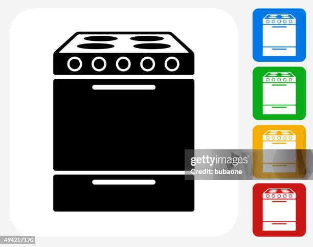 oven icon flat graphic design - grilling tools stock illustrations
