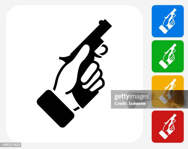 illustrazioni stock, clip art, cartoni animati e icone di tendenza di antipasto pistol icona piatto di design grafico - handgun
