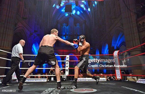 Vaclav Polak fight against Ismail Oezen during "Charity Box-Gala" at Kulturkirche Altona on May 28, 2014 in Hamburg, Germany.