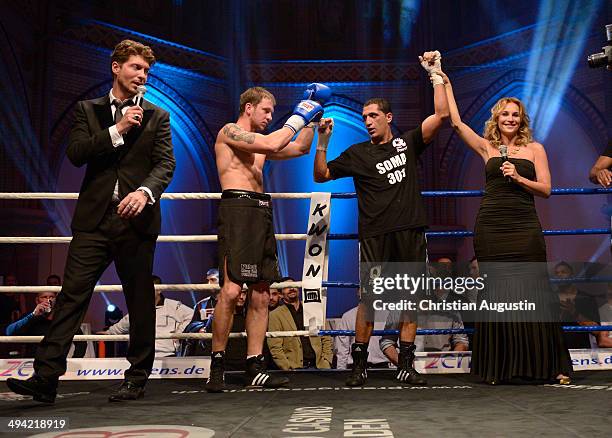 Sebastian Deyle, Vaclav Polak, Ismail Oezen and Caroline Beil attend "Charity Box-Gala" at Kulturkirche Altona on May 28, 2014 in Hamburg, Germany.