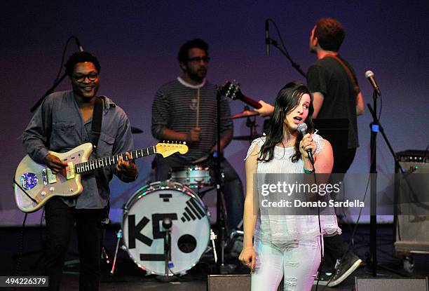 Actress Sasha Spielberg performs onstage at the first annual Poetic Justice Fundraiser for the Coalition For Engaged Education at the Herb Alpert...