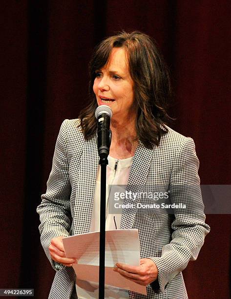 Actress Sally Field the first annual Poetic Justice Fundraiser for the Coalition For Engaged Education at the Herb Alpert Educational Village on May...