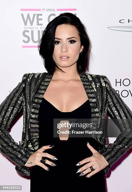 Singer Demi Lovato poses during CBS RADIOs third annual We Can Survive, presented by Chrysler, at the Hollywood Bowl on October 24, 2015 in...