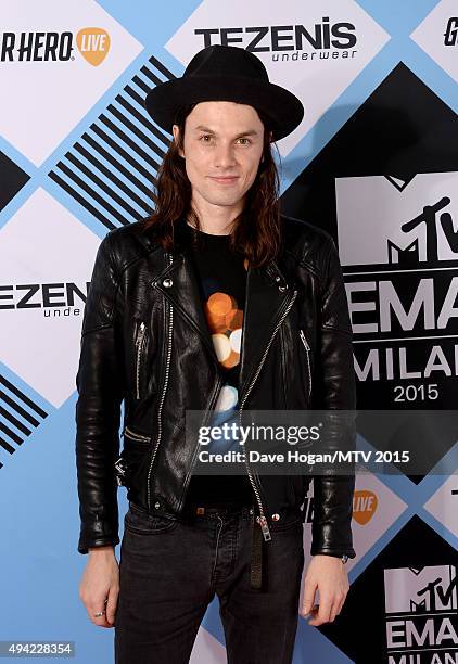 English singer James Bay poses for a portrait before the MTV EMA's at the Mediolanum Forum on October 25, 2015 in Milan, Italy.