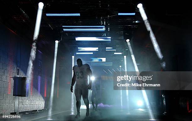 Ndamukong Suh of the Miami Dolphins takes the field during a game against the Houston Texans at Sun Life Stadium on October 25, 2015 in Miami...