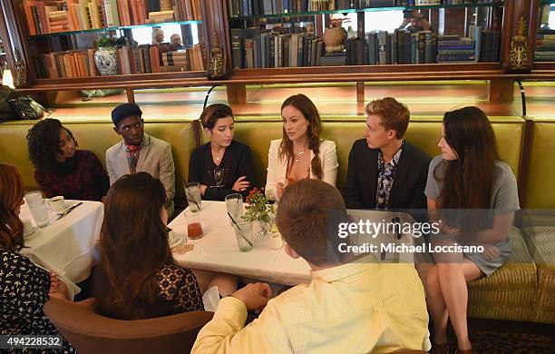 Honoree Olivia Wilde and "Meadowland" director Reed Morano converse with SCAD students during a Brunch at Gryphon Tea Room during Day Two of 18th...