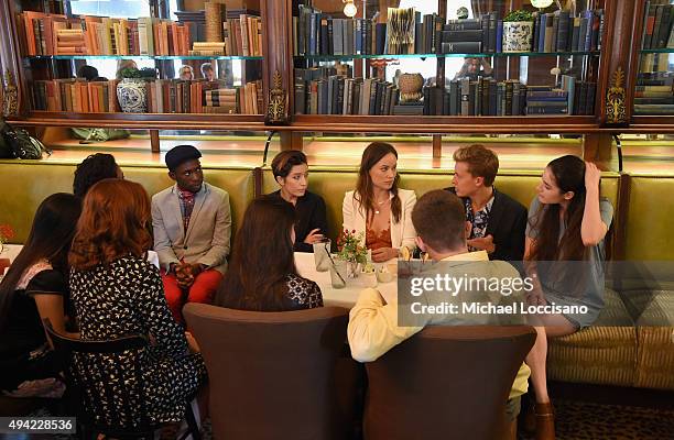 Honoree Olivia Wilde and "Meadowland" director Reed Morano converse with SCAD students during a Brunch at Gryphon Tea Room during Day Two of 18th...