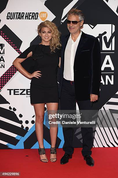 Tori Kelly and Andrea Bocelli attends the MTV EMA's 2015 at Mediolanum Forum on October 25, 2015 in Milan, Italy.