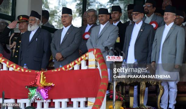 Nepalese President Ram Baran Yadav , Prime Minister Sushil Koirala , Vice President Parmananda Jha , Chief Justice Damodhar Prasad Sharma and the...