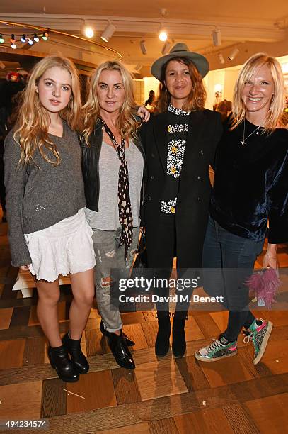 Anais Gallagher, Meg Mathews, Lisa Moorish and Jo Whiley attend the re-launch of the Harrods Toy Kingdom on October 25, 2015 in London, England.
