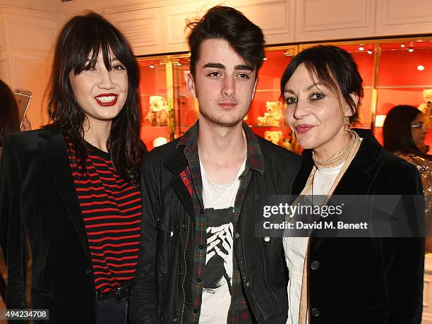 Daisy Lowe, Alfie Goffey and Pearl Lowe attend the re-launch of the Harrods Toy Kingdom on October 25, 2015 in London, England.