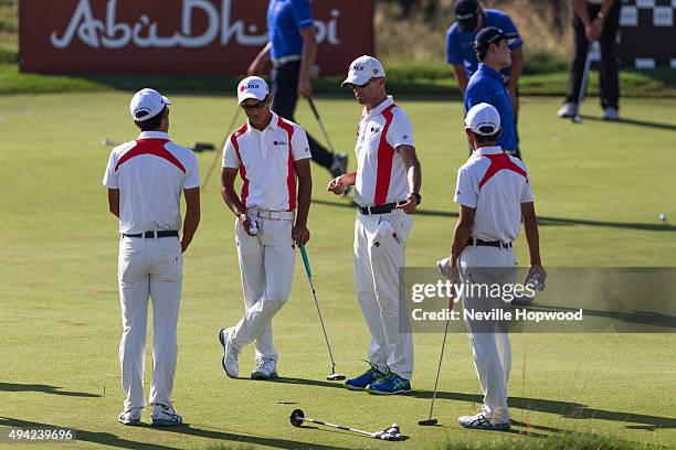 Japan Team Coach Gareth Jones coaches members of the Japan team during the fourth round of the 27th Nomura Cup/Asia-Pacific Amateur Golf Team...