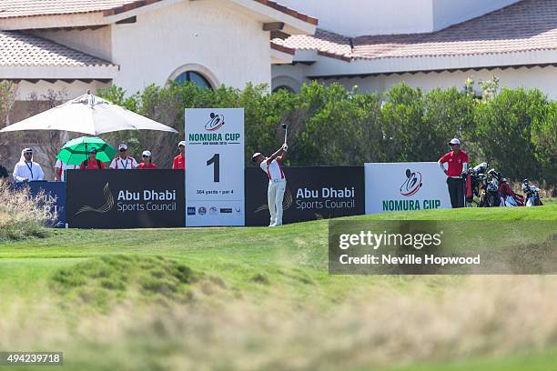 Naoyuki Kataoka of Japan during the fourth round of the 27th Nomura Cup/Asia-Pacific Amateur Golf Team Championship at Yas Links Golf Course on...