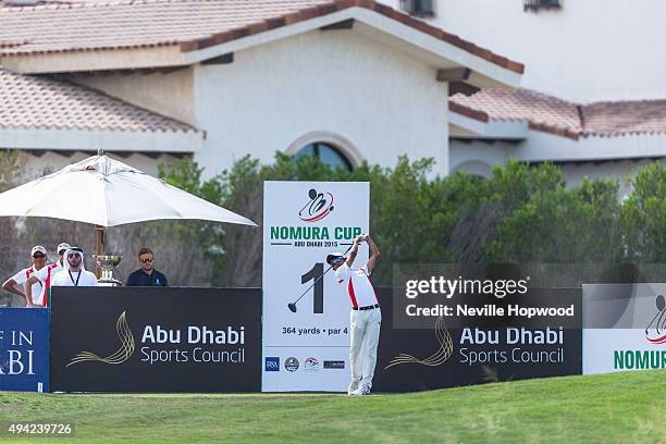 Takumi Kanaya of Japan during the fourth round of the 27th Nomura Cup/Asia-Pacific Amateur Golf Team Championship at Yas Links Golf Course on October...