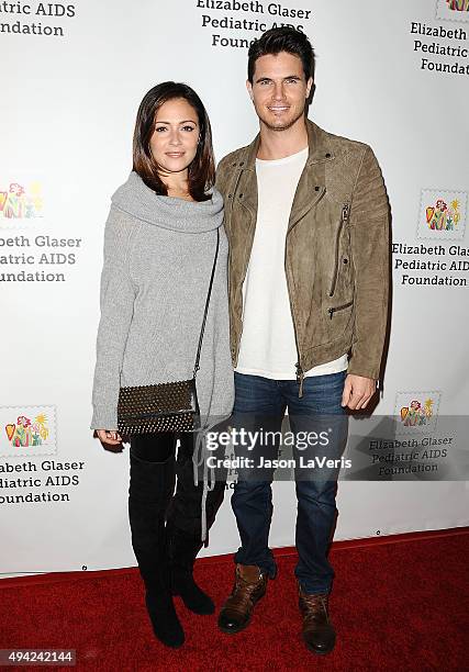 Actress Italia Ricci and actor Robbie Amell attend the Elizabeth Glaser Pediatric AIDS Foundation's 26th A Time For Heroes family festival at...